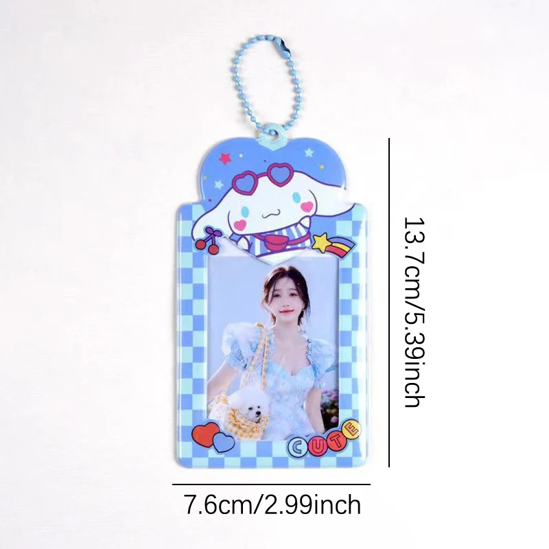 Sanrio Card Holder Hello Kitty Cinnamoroll Kuromi My Melody Photo Card Keychain Kawaii Bag Kpop Style Pendant Student Gift Toys