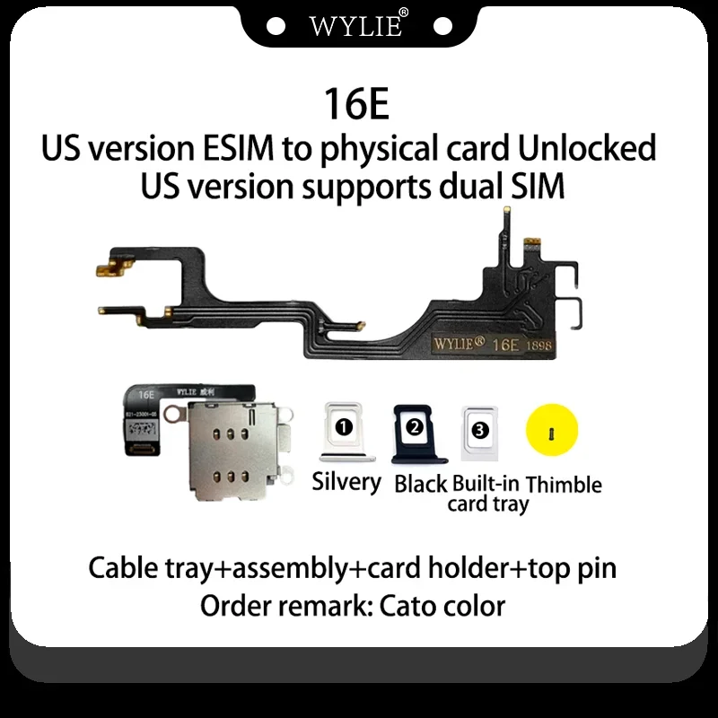 

Wylie IP16E US Version Supports Dual SIM Card MEP flex for iphone16E To Physical Card TMSI Solution