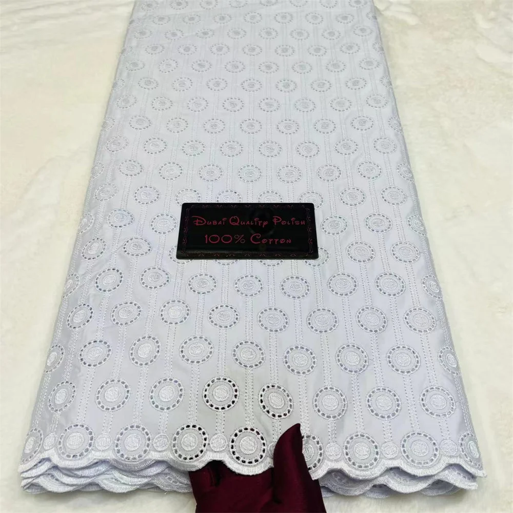 Swiss Voile Lace 2024 High Quality Polish Fabric African 100% Cotton Luxurious Embroidery 5 Yards