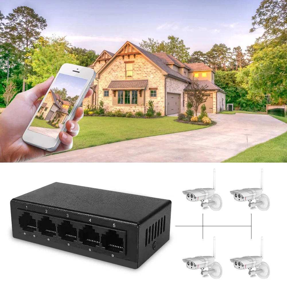 

5 Port Gigabit Ethernet Switch High Performance Smart Switcher 10/100/1000Mbps Home Network Hub Plastic/Metal Case Plug & Play