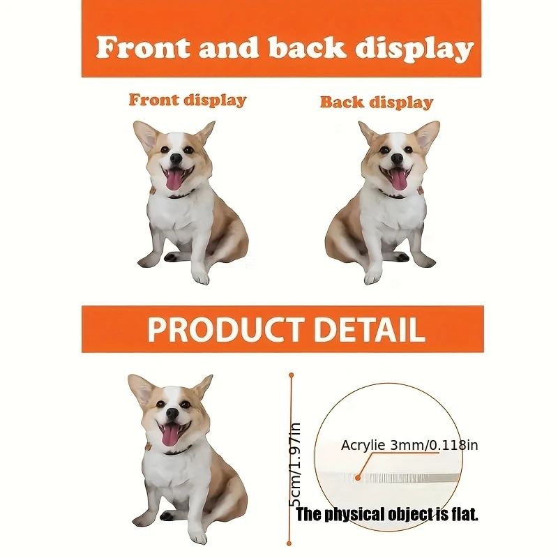 2D Flat - 2D Custom Photo Keychain - Personalized Pet Photo Souvenir with Dog Profile, Durable Acrylic Souvenirs for Mourning Pe image 5