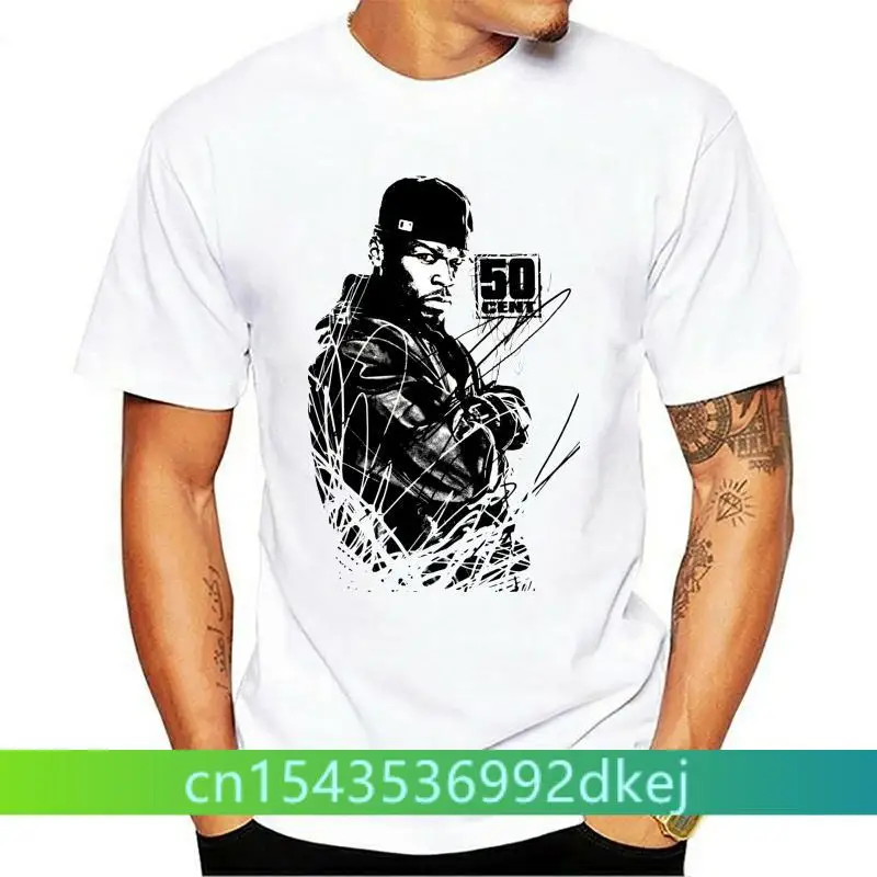 Brand Cotton Men Clothing Male Slim Fit T Shirt 50 Cent Mens T Shirt Scribble Image