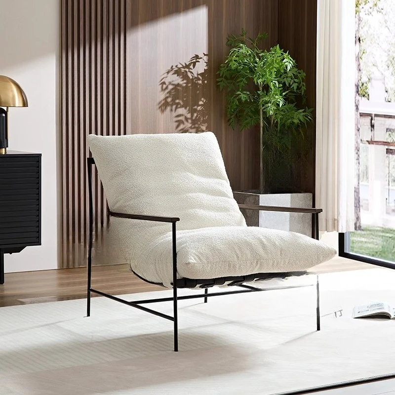 

Modern minimalist fabric single sofa, light luxury lazy leisure recliner balcony