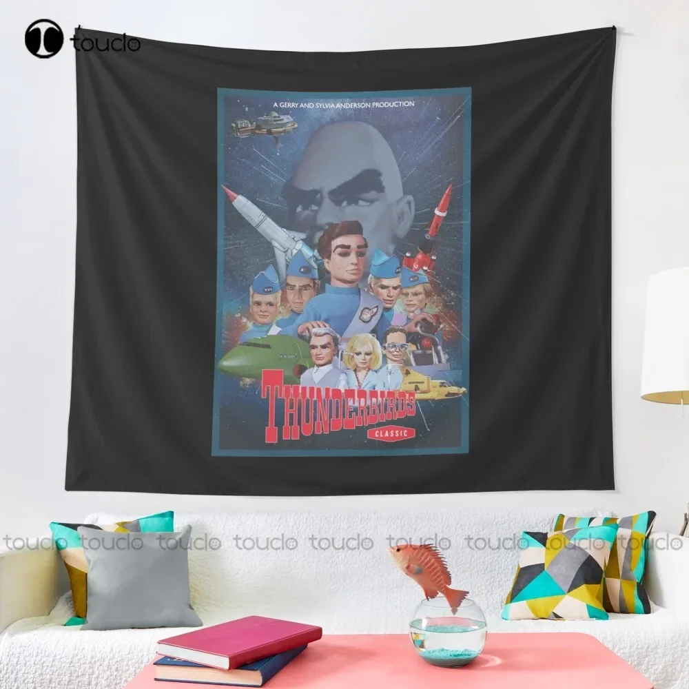 Thunderbirds Classic Vintage Retro Poster Tapestry Tapestry Large Blanket Tapestry Bedroom Bedspread Decoration Wall Covering