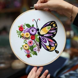 Flower Butterfly Series Needlework Embroidery Kit Cross Stitch Materials Package Literary DIY Embroidery Semi-finished Products