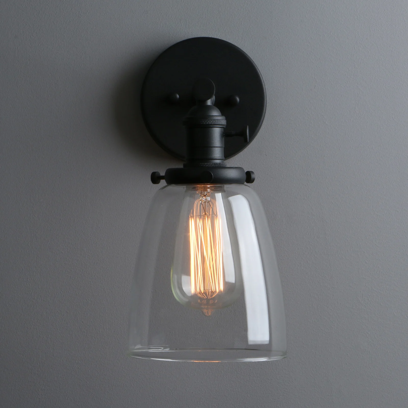 Imagem -03 - Phanthy Industrial Único Sconce Escovado Níquel Banheiro Vanity Light Luminária com 5.5 Dome Lâmpada de Vidro Claro Sombra