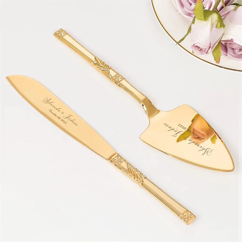 

2 шт. персонализированный нож для свадебного торта и серверный набор с гравировкой, набор посуды для резки торта, подарок на свадьбу, день рождения