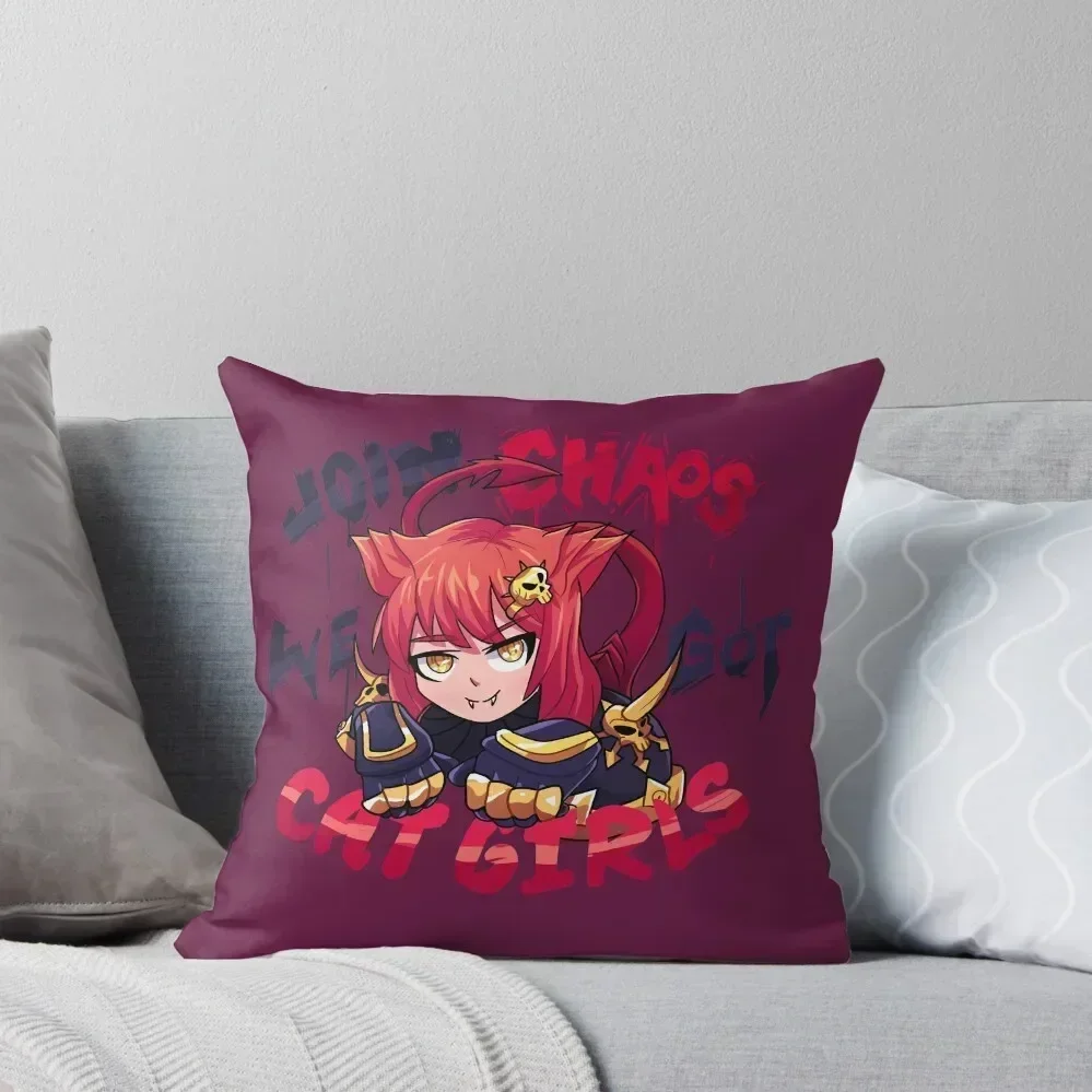 

Join Chaos, we got Cat Girls! Throw Pillow pillow pillowcase christmas cushions covers anime girl pillow