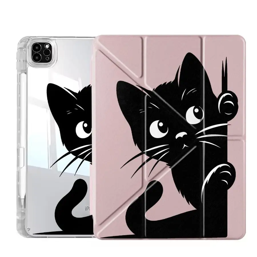 

Cartoon Cat Y-Fold Holder Cover Tablet Case For iPad Mini 6 7 Pro 2025 Air 4 5 M3 M2 1 2 M4 11inch Pro 11th 10th 9th 8th 7th