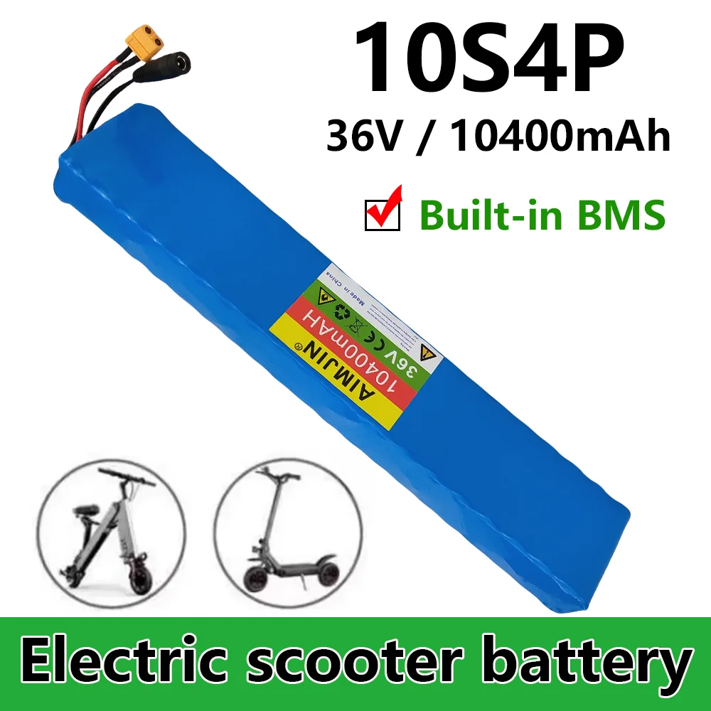 

NEW 36V 10S4P 10.4Ah Lithium Battery Large Capacity for Electric Bike and Scooter, with BMS