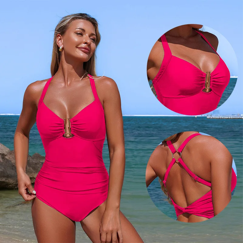 

Плиссированные купальники с v-образным вырезом, женские купальники, цельный купальник 2026, женский купальный костюм с высоким вырезом, пляжная одежда, тонкий боди