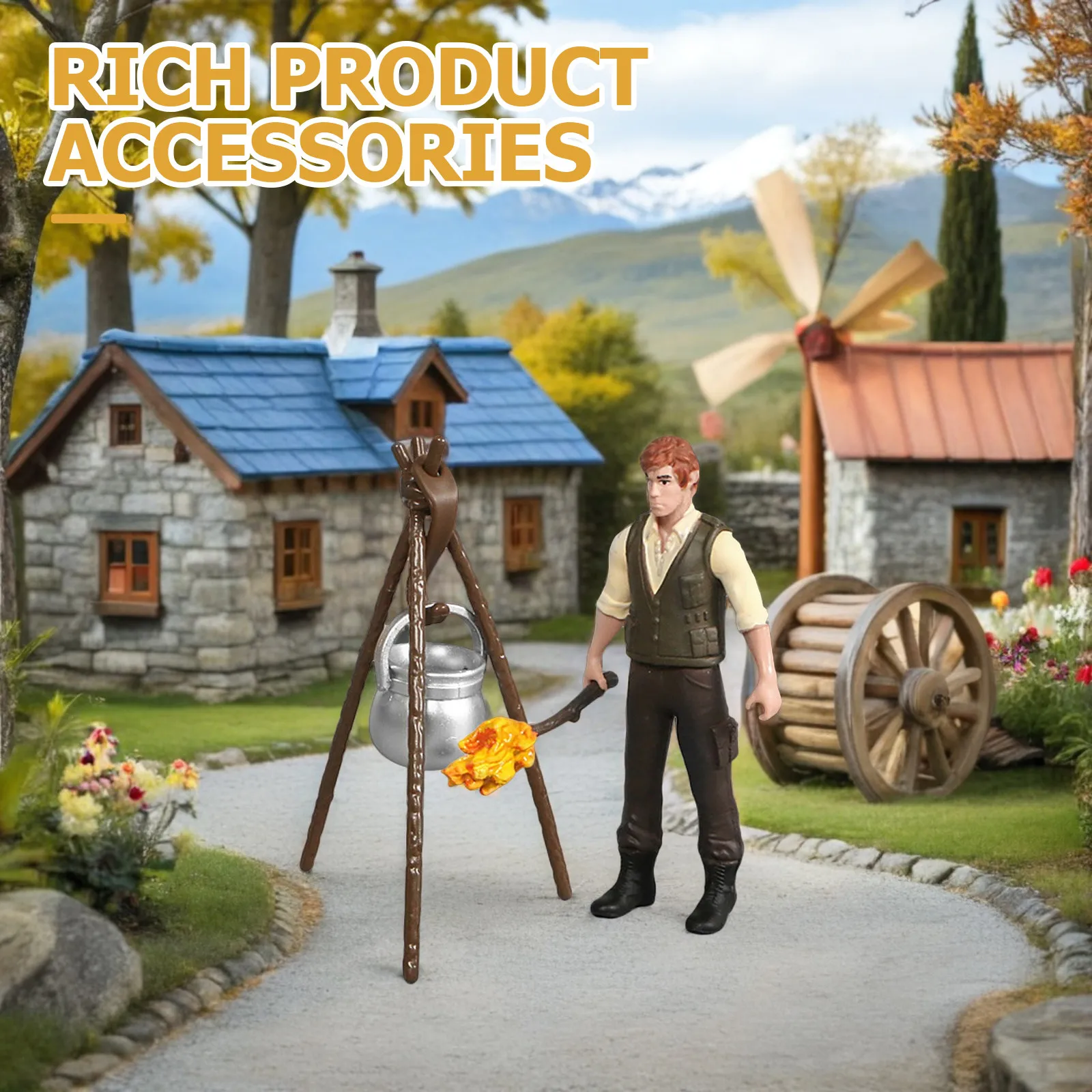 

1Set Wild Bonfire Character Setup PVC Craft for Teaching Kids Wilderness Story Educational Scene Decor Simulation