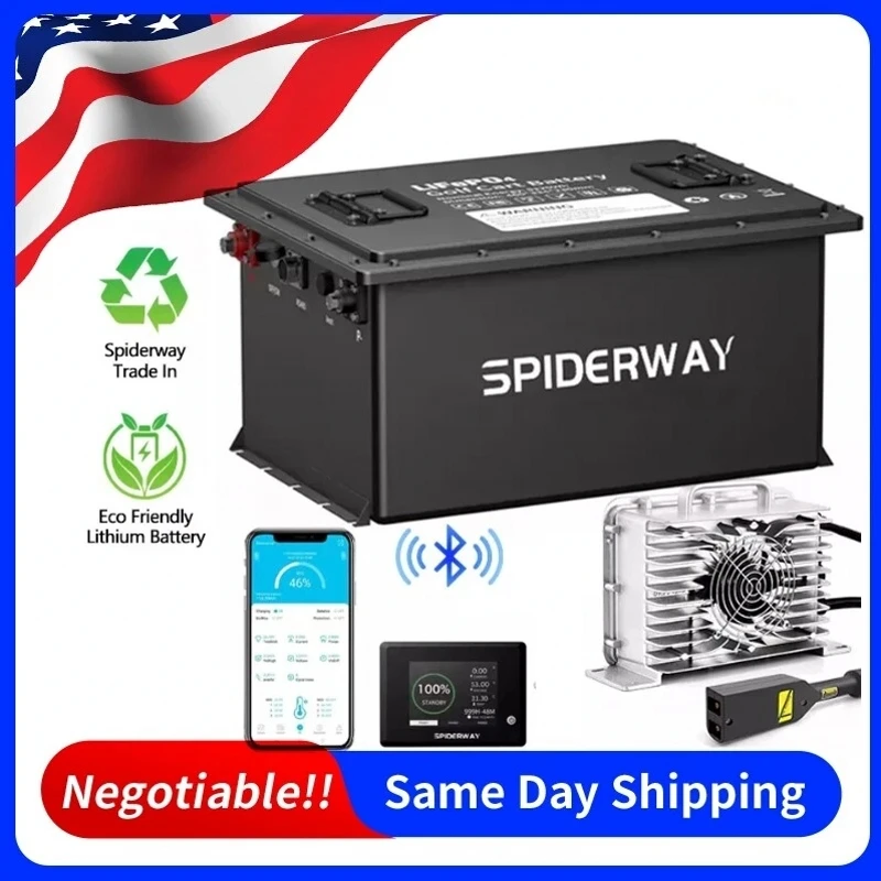 

Литиевая батарея LiFePO4 для гольф-кара 48 В, 105 Ач с быстрым зарядным устройством 48 В, 25 А для EZGO 2Five, Express L4/L6/S4/S6, RXV, TXT, Terrain 1000