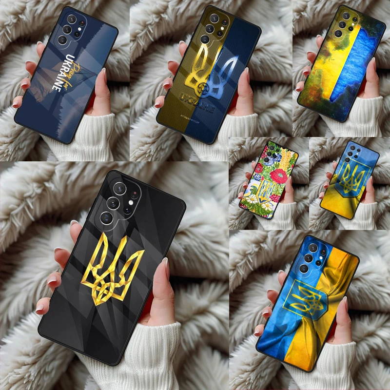 U/krain/e Flag with Coat of Arms Phone Case For Samsung Galaxy S24 S25 S26 Ultra S22 S23 Plus S21 S20 FE Note10 TPU Cover