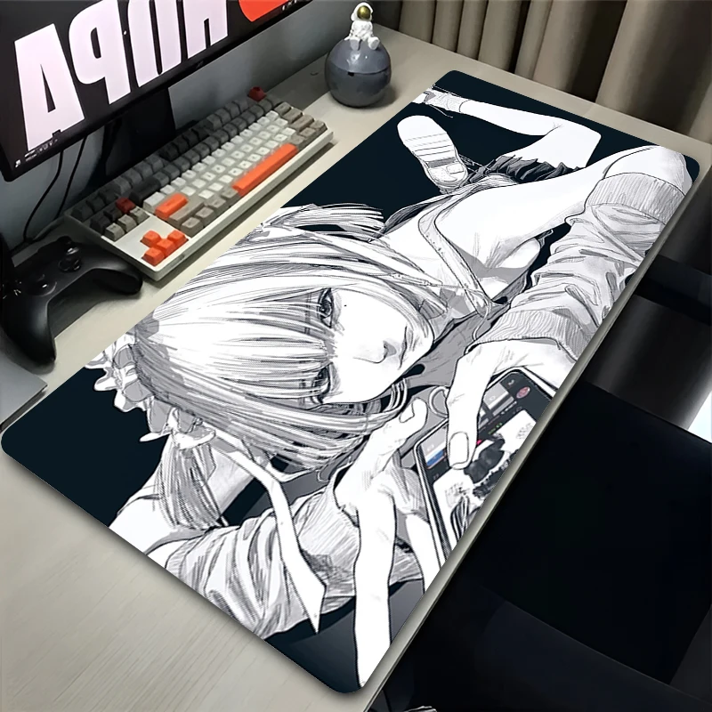 

Коврик для мыши, 1 шт., для офиса, ПК, с изображением аниме-девочек, настольный коврик, нескользящая резиновая основа, кавайный коврик для клавиатуры, черно-белый коврик для мыши для работы и игр