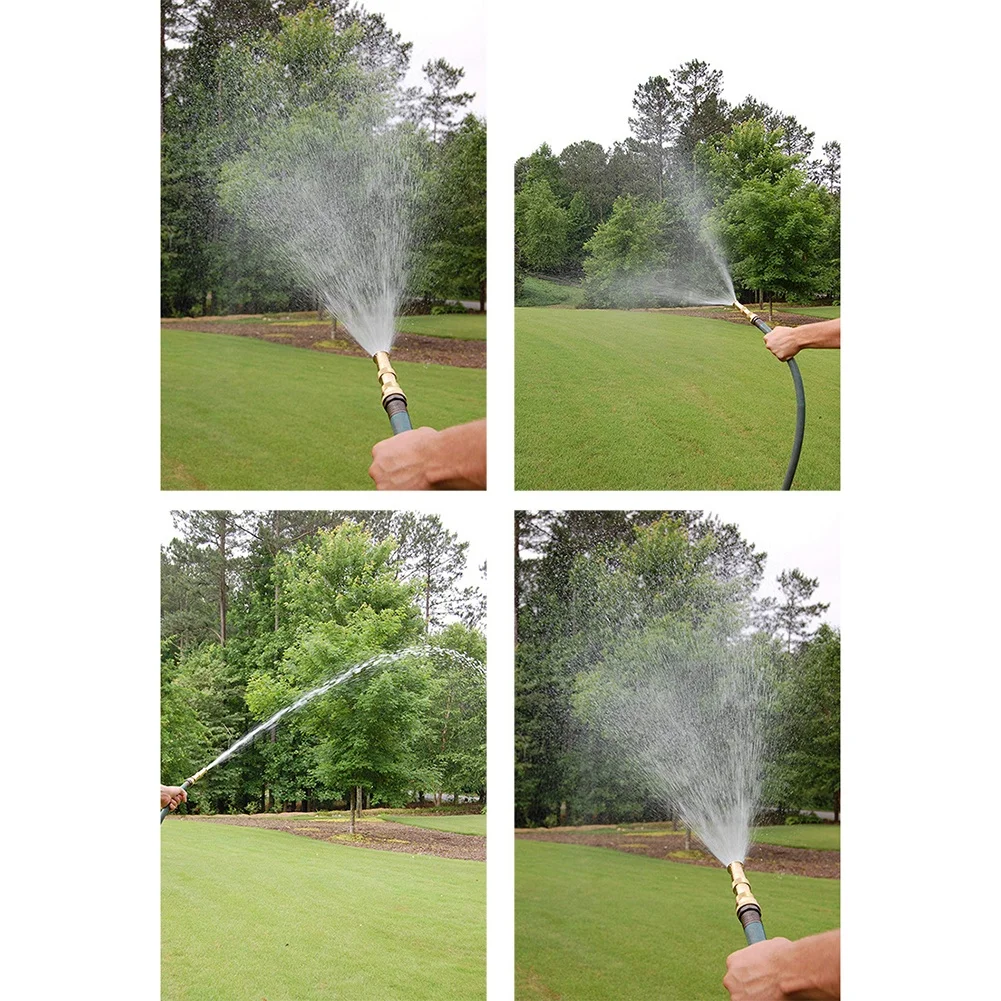 Solid Brass 4 Inch Garden Spray Nozzle with Adjustable Wring for Custom Water Flow Designed for Use with Standard Garden Hoses