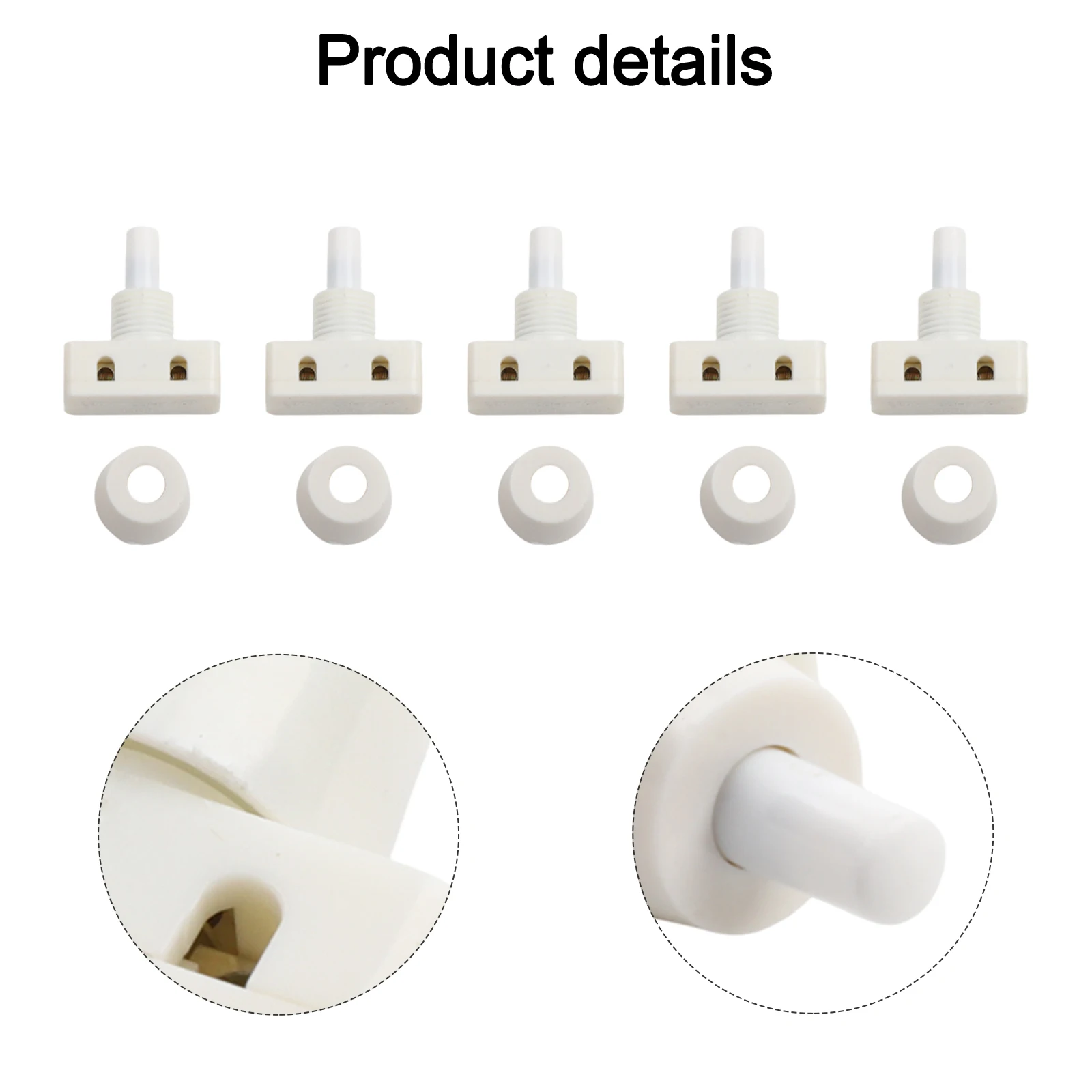 Screw Terminal Connection White Color 10mm Packing Diameter 250V Voltage ABS Material Push Button Switch Circuit Breaker White