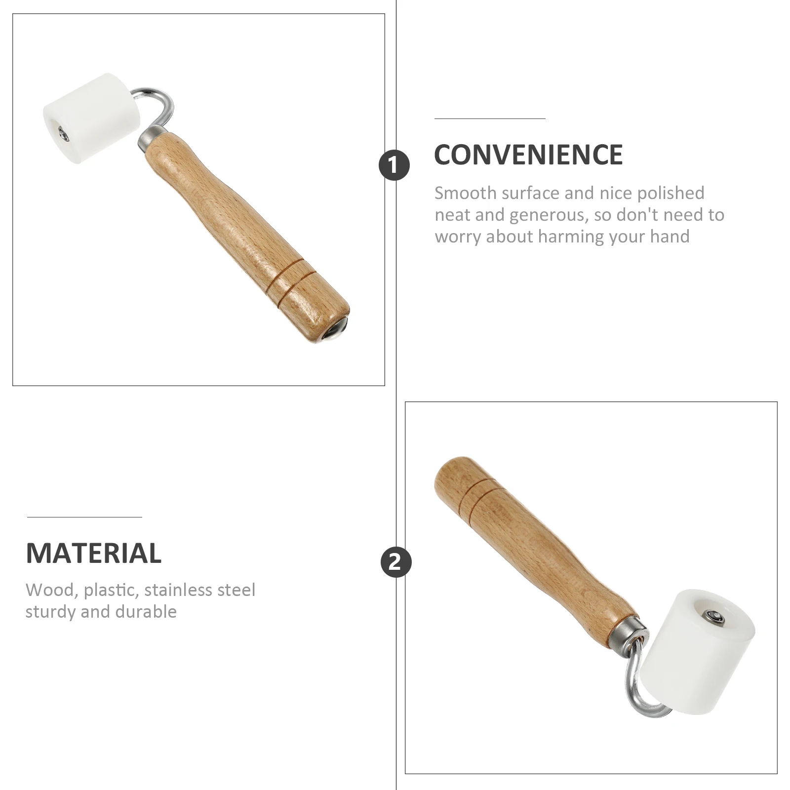 

Wallpaper Pressure Roller Stainless Steel Smoother Seaming Tools Handheld Wood Handle Quilting Tool Construction Aid Efficient