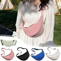 Women Casual Nylon Crossbody Bag Summer Large Capacity Nylon Simple Design Shoulder Hobo Bags Fashion Dumplings Chest Purse