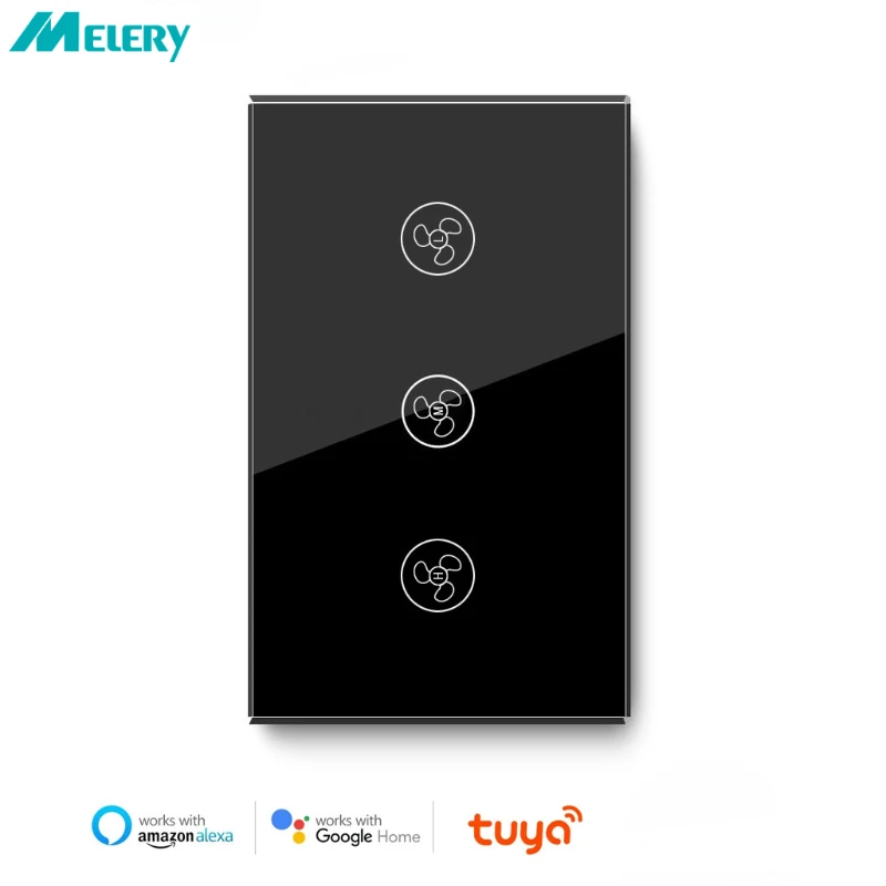 

Melery Smart Fan Switch Speed Control Wifi Enabled Variable Ceiling Touch Glass Panel Remote by Alexa Dot Google Home Assistant