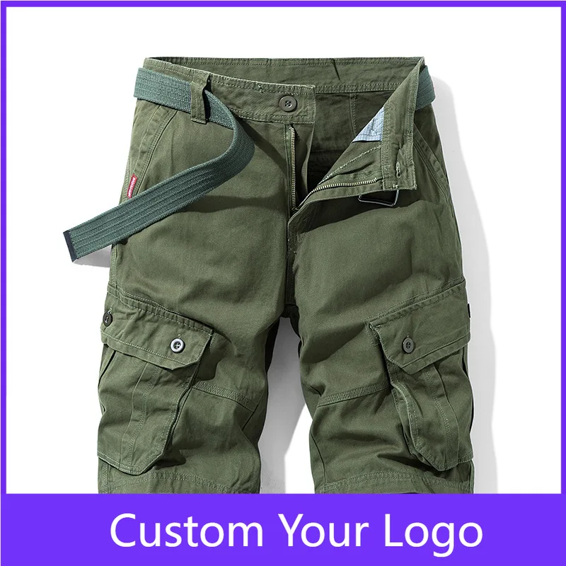 

Мужские шорты-карго до колена, спортивные повседневные хлопковые полумужские шорты-карго, свободная посадка, мужская одежда с несколькими карманами, шорты-карго для мужчин