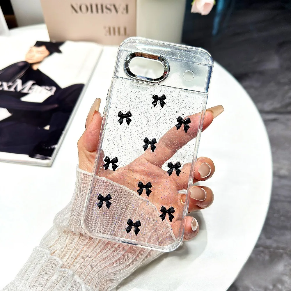 

Чехол для мобильного телефона с бантом для Google PIXEL10proXL 9PROXL 8A, роскошный простой прозрачный защитный чехол от падения