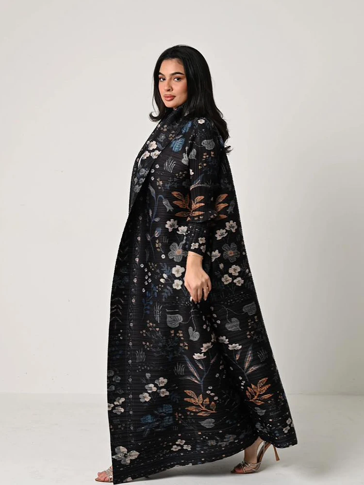 Dubai Abaya Luxury Evening Coat For Women Formal Robe Eid Abaya Ramadan 2025 Female Pleated Cardigan Long Sleeve Trench Coats
