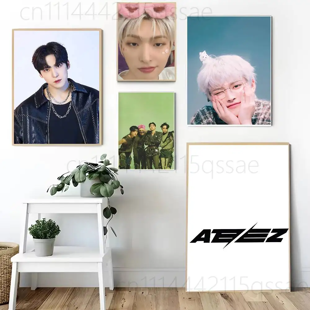 A-Ateez Hongjoong Poster Prints For Bedroom Living Room Canvas Painting Wall Art Home Decor