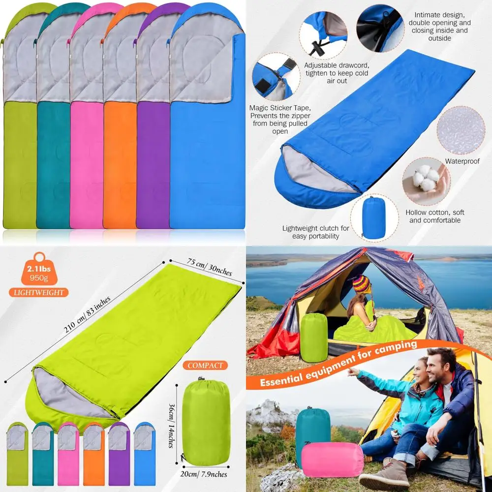 Paquete de 6 sacos de dormir para clima frío para adultos, impermeables, ligeros con sacos de compresión para compras a granel