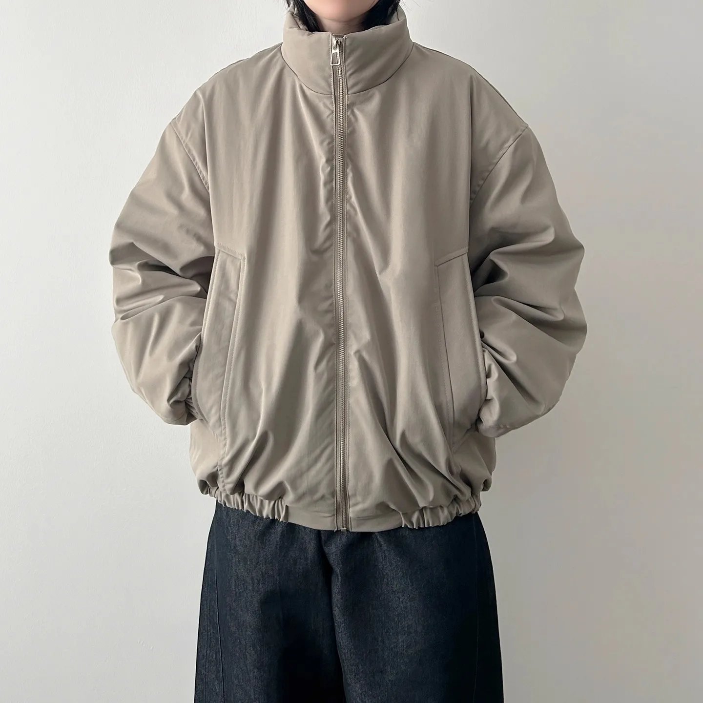 

Vintage Stand Collar down Cotton Jaet Men's Autumn Winter Loose White Du down Warmth Coat Outerwear Casual Faion