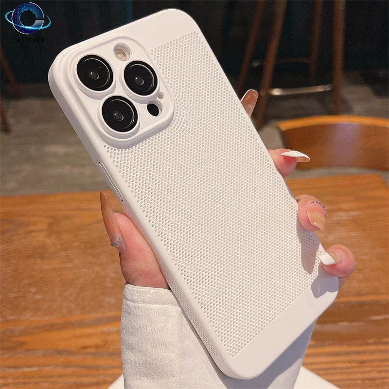 

Suitable for iPhone 16 Pro Max 15Plus 14 13 12 11 grid heat dissipation all inclusive hard lens protection phone case