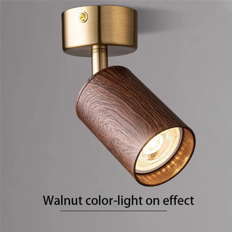 

ABVS Mounted Spotlights Led Spot Light Adjustable Angle Small Ceiling Lamp Walnut Finish Aluminum Material