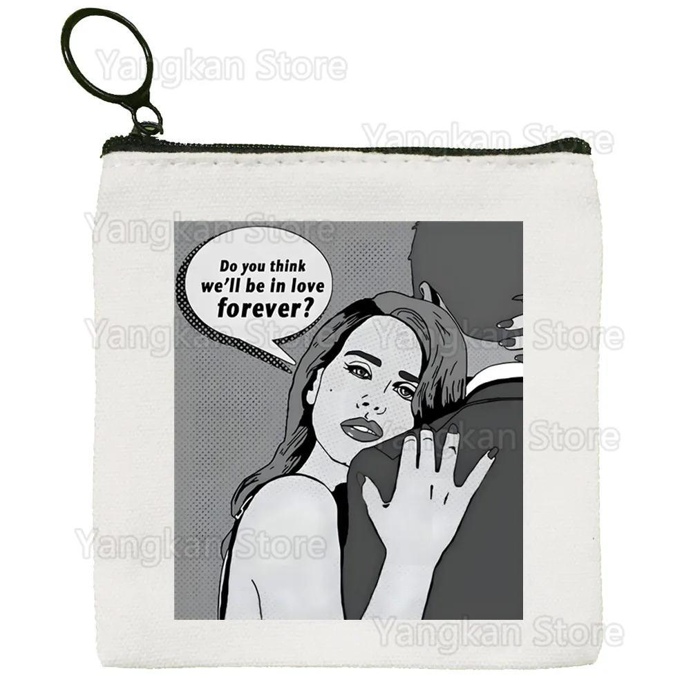 Lana Del Rey Y2K LDR Singer Cute Mini Coin Purse Canvas Student Wallet Coin Case Zipper Hand Female Key Case