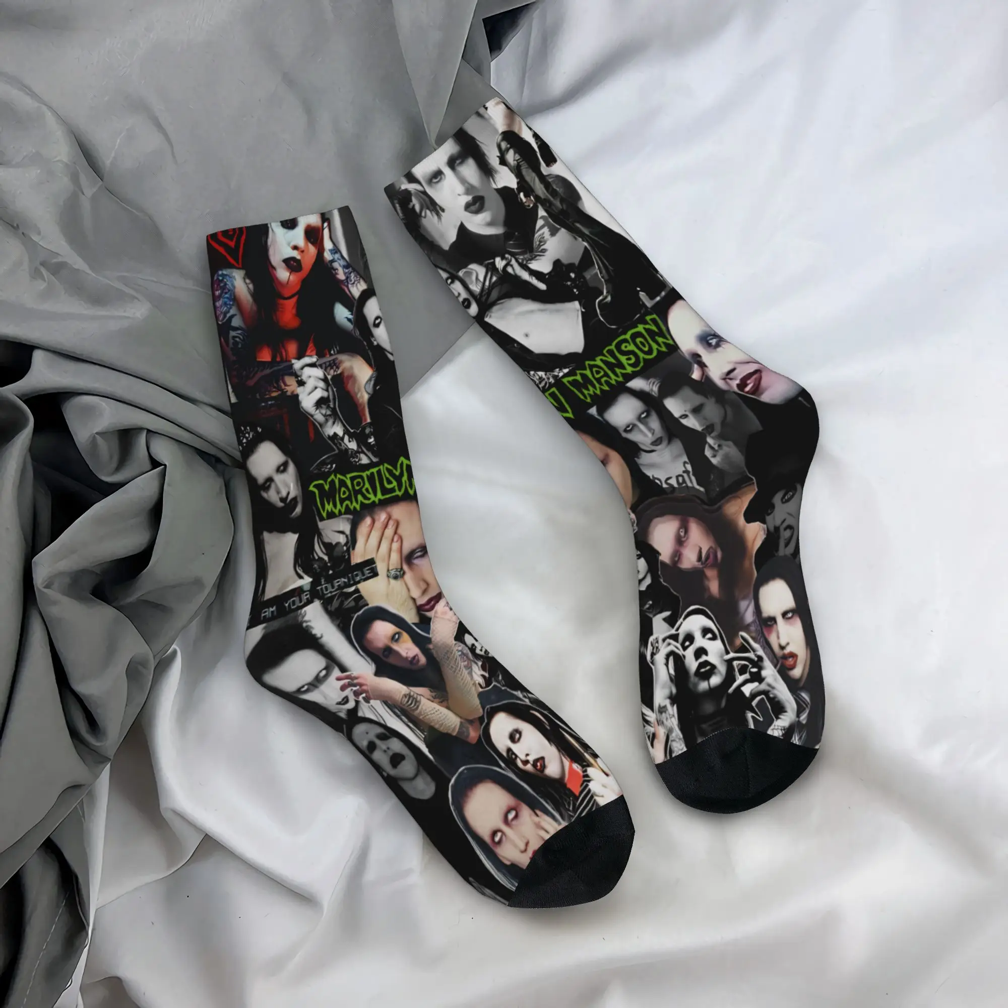 Harajuku Unisex Socks Marilyns Mansons Merchandise Super Soft  Sport Stockings Spring Autumn Winter