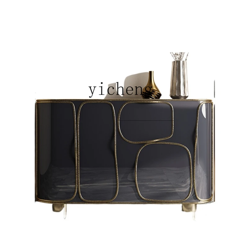 

ZWS Italian-Style Light Luxury Paint Entrance Cabinet Living Room Curio Cabinet Retro Sideboard Cabinet Locker