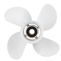 Marine Outboard Propeller 4 Blades 10 3/8x13in RH Aluminum Alloy Fit for Yamaha 25‑60HP Engine White 13 Spline Propeller