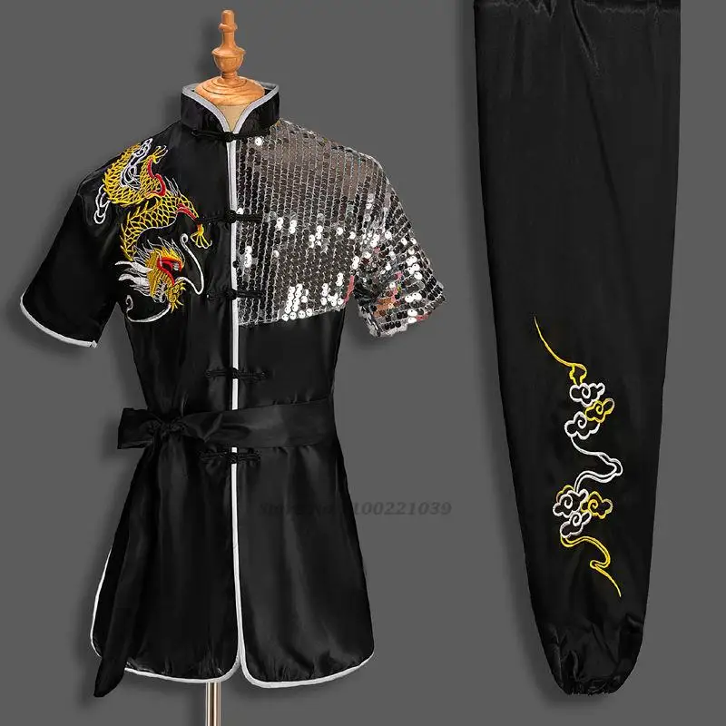 Ropa de wushu vintage china, uniforme de kung fu bordado de dragón, uniforme de artes marciales, disfraz de guerrero tradicional, 2025
