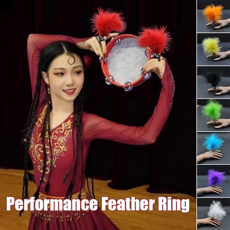 

1Pcs Acrylic Crystal Feather Ring Adjustable Gothic Punk Feather Ring Carnival Party Dance Stage Shows Cosplay Costume