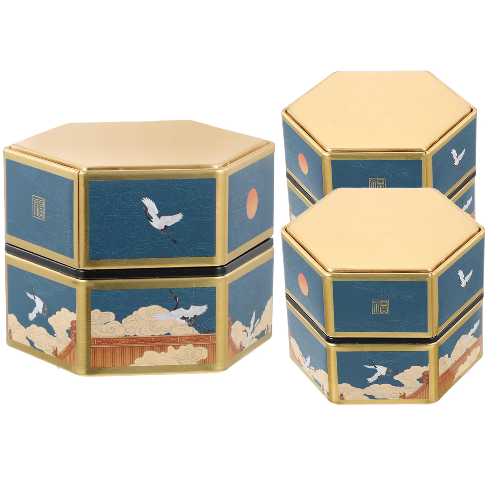 

3pcs Retro Tea Canister Iron Storage Jar Sealed Coffee Candy Container Home Kitchen Organizer Multi-Function Biscuits Box For