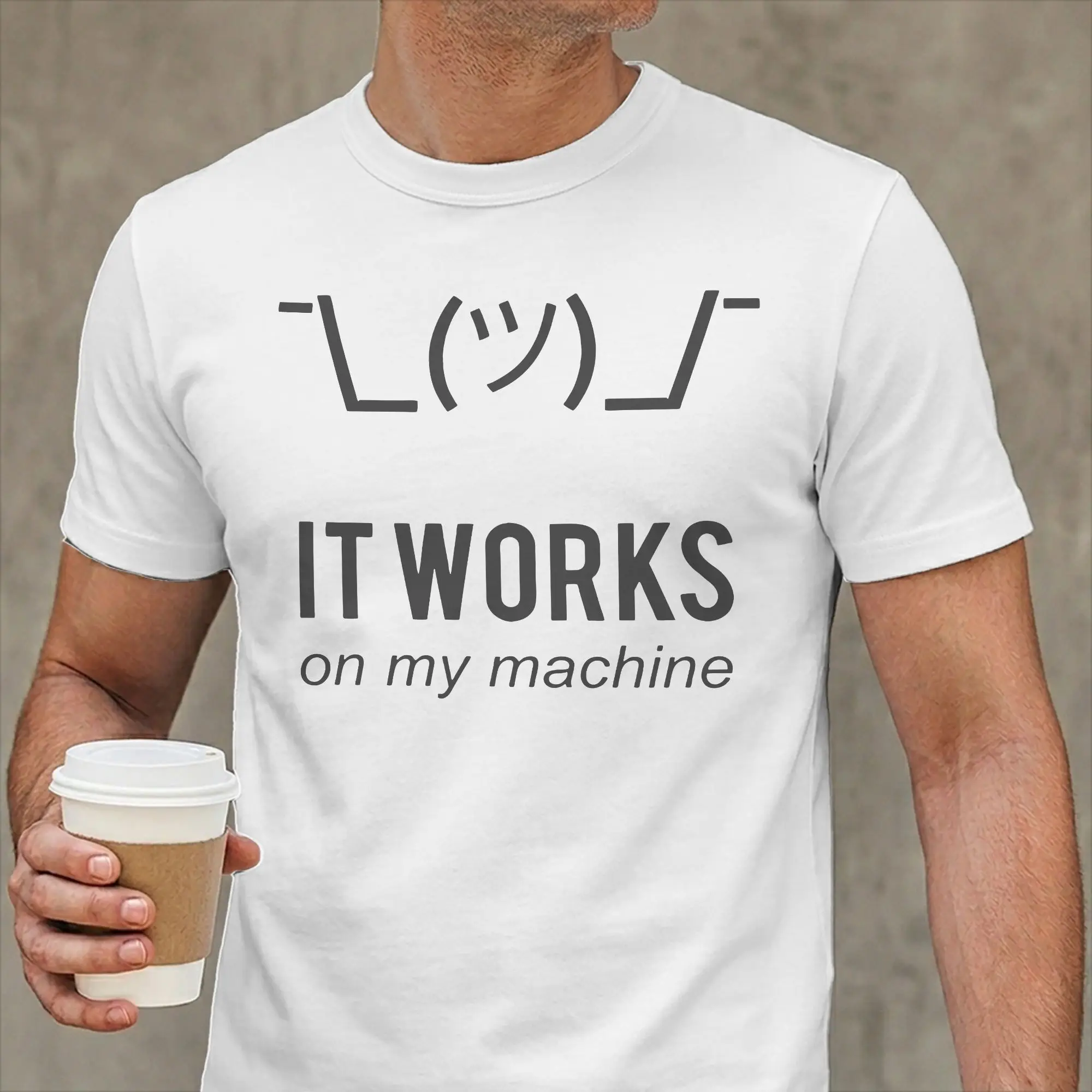 It Works on My Machine Programmer T Shirt Men's  100% Cotton Novelty T-Shirts Round Collar Computer Tee Shirt Short Sleeve Tops