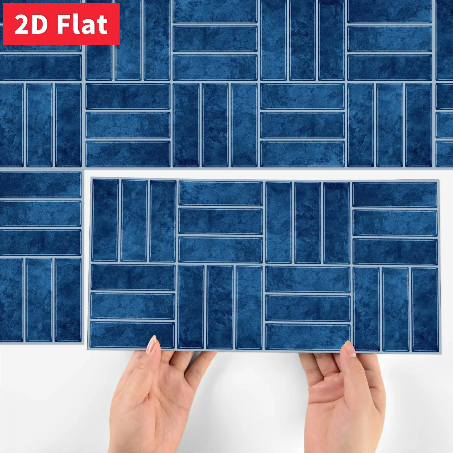 Deep Blue Subway Tile Sticker 11.81x5.91 inch Glossy Crystal Film Waterproof Peel Stick Wall Tile Decal