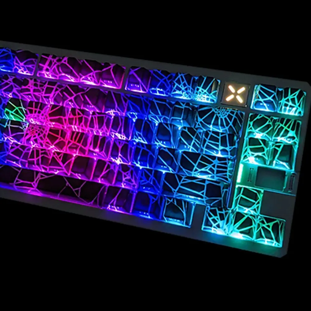 

Колпачки для клавиш с RGB-подсветкой и боковой печатью «Паутина», 129 клавиш, колпачки для клавиш Dye Sub PBT, вишневый профиль для механической клавиатуры Cherry MX Switch