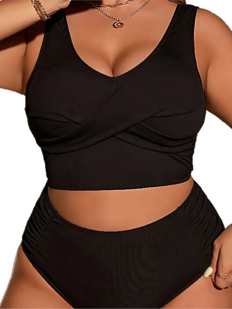L-4XL Plus Size High Waist Bikini Women's Push Up Large Size 3XL 4XL Swimsuit Summer Mujer Tummy Control Swimwear Bikini Sets image 5