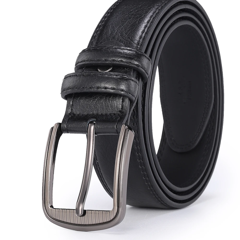 Men\'s cowhide pin buckle belt fashionable versatile belt pure leather pinhole belt new multi-colour red blue black brown yellow