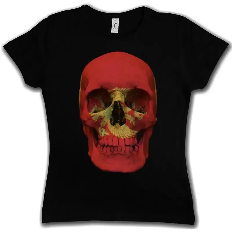 CLASSIC MONTENEGRO SKULL FLAG WOMAN GIRLIE GIRL T SHIRT Biker MC Banner