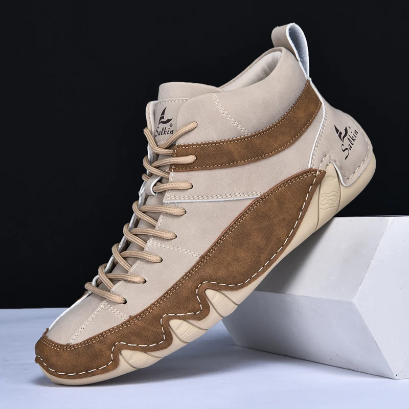 

Men's Handmade High-Top Retro Casual Shoes New 2026 Lace-Up Boots Outdoor Hiking Sports Comfortable and Durable Shoe Fashion Men