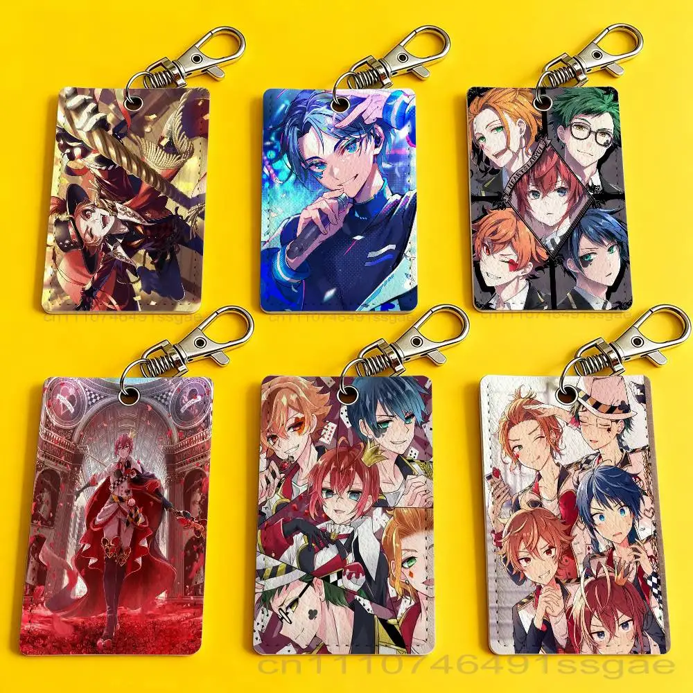 Porte-cartes Anime T-Twisted W-Wonderland, porte-clés universel antirouille en cuir pour hommes et femmes, accessoire de rangement pour clés, anneau porte-clés.