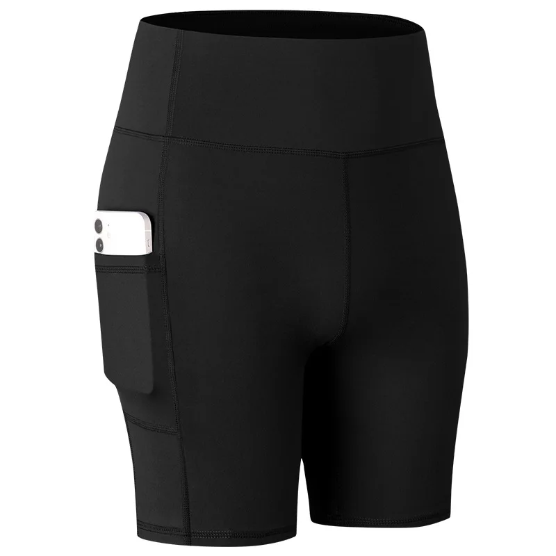 Pantalones cortos de yoga desnudos estampados para mujer con bolsillos pantalones cortos deportivos de entrenamiento de ejercicio de secado rápido elásticos ajustados agradables para la piel