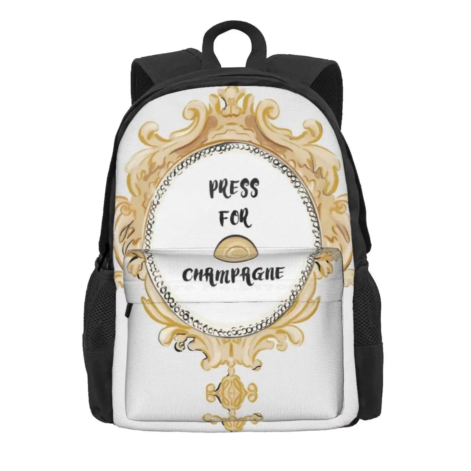 Press For Champagne Hot Sale Schoolbag Backpack Fashion Bags Press Champagne Popular Fashion Vintage Golden Grey Bestseller