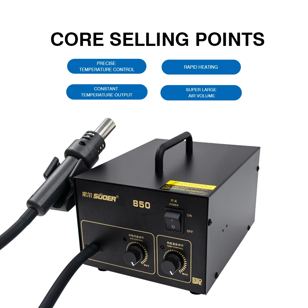 CE認証取得済み デジタルBGA 600W SMDリワークステーション 調整可能な一定温度 ホットエアブロワー 溶接はんだ付けヒートガン